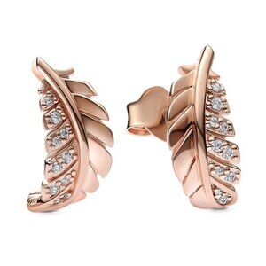 Floating Curved Feather Stud Earrings